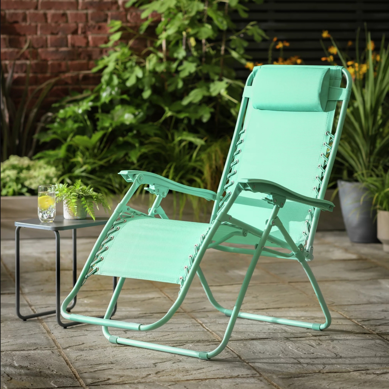 Home Zero Gravity Sun Lounger in Teal Harry's Garden World