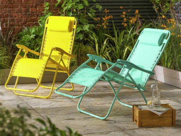 NDD Reclining Garden Deck Chair Zero Gravity Metal Sun Lounger Teal Green 